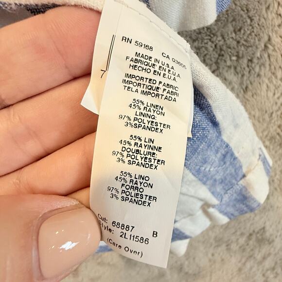 NWT Karen Kane Linen Blue White Stripe Santorini Ruched Sleeve Jacket Blazer L - Picture 10 of 14